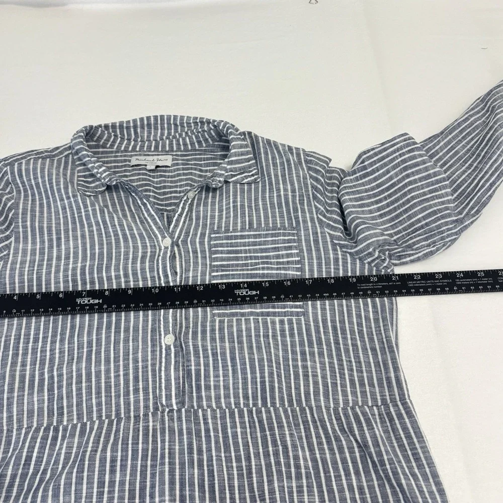 Michael Stars 100% Cotton Shirt Dress Womens ‎ Sz L Button Up Tunic Long Sleeve - Picture 7 of 7